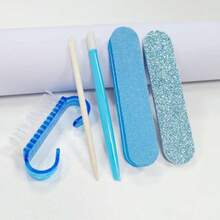 Bộ dụng cụ làm móng tay và móng chân mini 5 món - Giũa móng hai mặt dùng một lần, que đẩy biểu bì bằng gỗ, que đẩy biểu bì màu cam, cọ làm sạch móng, dụng cụ chăm sóc móng | Sản phẩm làm đẹp cao cấp bán chạy nhất - Phong cách ngẫu nhiên - Xem 9