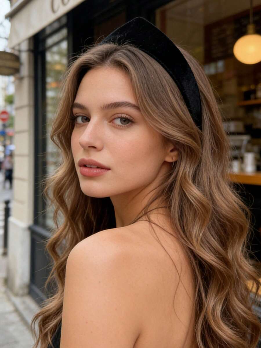 1件装欧洲英伦风女士复古皇冠天鹅绒发箍，适合婚礼、生日派对等场合，可调节发带，可作礼物 - 彩色 - 查看 1