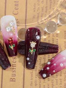 20个/包 复古玫瑰花朵美甲饰品，合金珐琅玫瑰梅花美甲装饰，宫廷风DIY美甲配件 - 彩色 - 查看 4