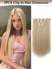 Bộ 5 lọn tóc nối kẹp dài 22 inch, tóc giả màu đen gợn sóng tự nhiên, mềm mại, vô hình dành cho phụ nữ sử dụng hàng ngày. - Nhiều màu - Xem 13