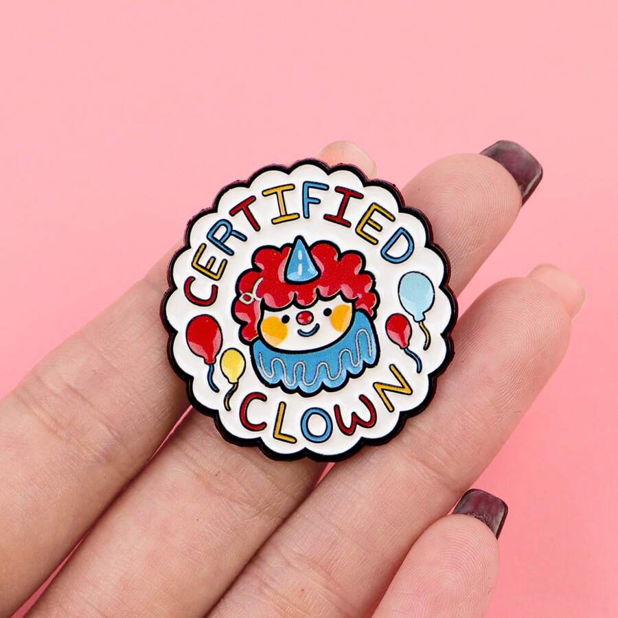 1枚认证小丑语录珐琅胸针，独特的翻领别针徽章，可别在背包和服装上。