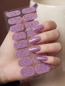 Shiny Ombre Full Wrap Nail Stickers, Self-Adhesive Waterproof Solid Color DIY Nail Art Decals, Suitable For Women's Daily And Party Use - Multicolor - View 16