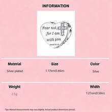 Mặt dây chuyền hình thánh giá trái tim Cơ đốc giáo | Hạt cườm mạ bạc khắc câu Kinh Thánh | Mặt dây chuyền trang sức tôn giáo tự làm cho vòng tay, vòng cổ, quà tặng đức tin - Bạc - Xem 16