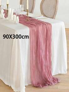 1pc Solid Color Bohemian Style Table Runner/Table Cloth Suitable For Wedding, Party, Mother's Day, Home Decor And Scene Decoration - Dusty Pink - View 10
