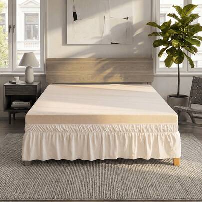 1 pieza Falda de cama blanca, decoración de dormitorio de estilo granja vintage, falda de cama de microfibra suave, sin edredón, esencial para dormitorio, ropa de cama para estudiantes, cómoda y confortable