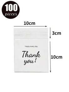 1000 Pieces/100 Pieces/1 Piece, Multiple Specifications And Sizes, Semi Transparent, Happy Every Day, Thank You Letter Bags, Jewelry Necklaces, Earrings, Small Item Storage Bags, Self-Adhesive Sealed Pockets, Dust-Proof, Wear-Resistant, Anti-Oxidation Packaging OPP Bags, For Daily Party And Household Usebirthdagift-Gift-Holiday - White - 查看 7