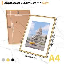 HIMEETIME 1个30x40厘米铝制相框，A4黑色相框，现代简约风格，30x40厘米A3/A4相框，家居装饰相框，简约时尚壁挂或桌面相框，金色/银色/玫瑰金/黑色 - 鋁合金相框 - 查看 15
