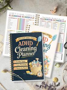 Sổ kế hoạch dọn dẹp nhà cửa cho người bị ADHD, lịch dọn dẹp nhà cửa hàng tuần, hàng tháng, hàng năm, sắp xếp lại đồ đạc, bảng phân công việc nhà, 40 trang, đồ dùng học tập, đồ dùng văn phòng, quà tặng cho nữ. - Nhiều màu - Xem 5