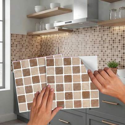 20 Pcs Waterproof Self Adhesive Peel And Stick Classic Mixed Vintage Moroccan Mosaic Light Thick Blended Black Metallic Eleg Simple Arranged Daily Indoor Rect Updated Heat Res Anti Slip Farm Bedroom Cafe Kitchen Living Bathroom Decor Fold Protected Strong Locked Traditional Modern Art Border Easy Removable Aligned Basic Household Backsplash Tile Transfer Sticker Cover Wall Decoration