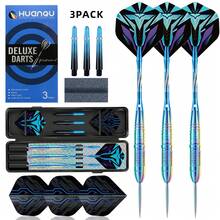 HUANQU 3pcs Colorful Blue Stainless Steel Hard Tip Darts Set, Includes Spare Flights, Shafts, Sharpening Stone And Portable Storage Box, Competition Practice Home Party Game Equipment, Suitable For Beginners And Pros, Father's Day Holiday Gift Choice - Multicolor - View 7