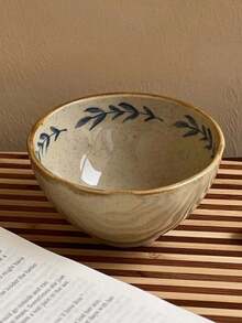 1 Set New Chinese Style Blue Painted Tableware, Highly Attractive Vintage Floral Asymmetrical Tableware, Freesia Series Plates, Breakfast Dessert Bowls, Vegetable Salad Mixed Rice Plates, Large Capacity Noodle Bowls, Suitable For Home, Restaurant, Cafe, Dessert Shop, Gift, Gathering, Party - Blue - View 4