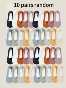 1/5/6/9/10/15/20/21 Pairs Thin Non-Slip Breathable Silky Invisible Liner Socks, Can Be Randomly Sent - Multicolor - View 18