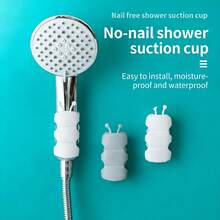 1PC Heavy Duty Shower Suction Cup Holder, No Drilling Soft Glue Mount, Removable Bathroom Shower Bracket - A - View 1