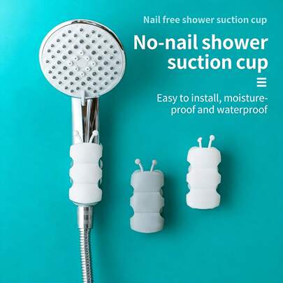 1PC Heavy Duty Shower Suction Cup Holder, No Drilling Soft Glue Mount, Removable Bathroom Shower Bracket