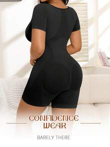 1 pieza Shapewear sin costuras para mujer, adelgazante de cintura y abdomen, levantador de glúteos, diseño sin costuras de alta elasticidad, body minimalista para uso diario - Negro - Ver 5