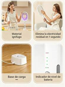 Repelente Eléctrico de Mosquitos 2 en 1, Lámpara Antimosquitos y Raqueta Matamoscas, Recargable por USB, Portátil para Eliminar Insectos, Ideal para Cocina, Jardín y Terraza. - Blanco - Ver 9