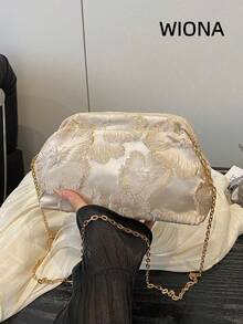 2026 Summer New Chinese Style Lock Chain Small Crossbody Bag, Fashionable Ladies Single Compartment Shoulder Bag - Beige - View 1