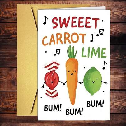 1pc Humorous Birthday Card For Anyone - Colorful Sweet Carrot Lime Design, Funny Gift For Him Her, Mom Dad -Suitable For Birthday, Congratulations, Get Well, Good Luck Occasions, Blank Page Inside, Perfect Gift For Father's Day, Mother's Day, Various Holidays, Anniversaries, Parties, Weddings And Special Occasions