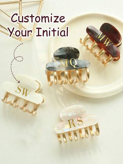 1pc Personalized Initials Hair Clip, Custom Monogrammed Claw Clip Hair Clip, French Retro Metal Hair Clip,Style Claw Clip,Versatile Headwear,Fashion Accessories,Fashion Enthusiasts,Perfect Gift For Family, Friends, Loved Ones, Teachers,Unique Birthday Gifts, Holiday Gifts, Party Gifts, Mother's Day Gifts, Wedding Gifts, Back-To-School Gifts