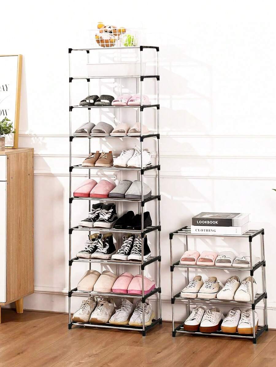 3-Tier Multifunctional Shoe Rack With Built-In Shoelace Organizer, Sturdy And Space-Saving For Sneakers, Heels, Slippers, Flats, Ankle Boots | Multifunctional Bag Display Rack And Shoe Storage Organizer | Elegant Design Suitable For Entryway, Dorm, Bedroom, Living Room, Closet, Apartment + 1 Random Plastic Hook