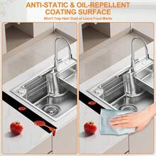 2 piezas Tira de sellado a prueba de aceite para la cocina, relleno de espacio resistente al calor para el horno, base antideslizante con espejo, tiras de silicona resistentes a la suciedad para cubrir el espacio entre la estufa y el mostrador - Ver 6