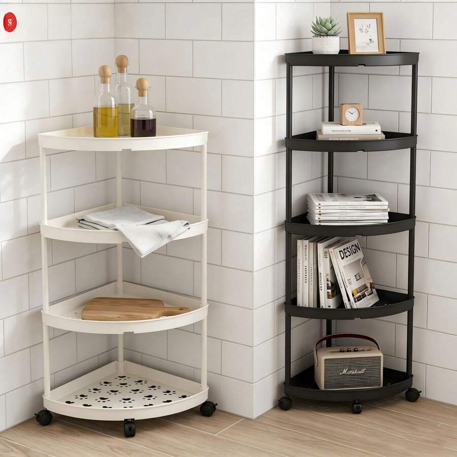 Kệ góc 3/4/5 tầng có bánh xe, kệ lưu trữ mỏng đa năng cho phòng tắm, nhà bếp, phòng khách, quà tặng Ngày của Mẹ. - Nhiều màu - Xem 1