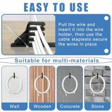 Cable Stackers 200Pcs Cable Stapler Clips With Steel Nails Multi-Purpose Electrical Wire Stackers Insulated Cord Staples For Most Cable Types Easy-To-Install - 200PcsBlack - View 6