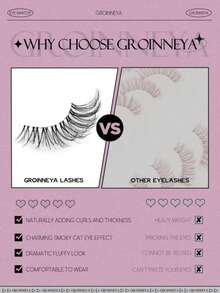 1 Pair Transparent Short Soft 3D Faux Mink Natural Look Cat Eye False Eyelashes (JA2507) - Black - View 5