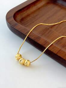 1 chiếc dây chuyền mặt dây 3 hạt bằng bạc Sterling S925, thiết kế độc đáo, sang trọng và tinh tế, phụ kiện đeo cổ tối giản, đa năng và duyên dáng, phù hợp cho phụ nữ đeo hàng ngày và làm quà tặng dự tiệc thanh lịch. - chuyển hạt - Xem 6