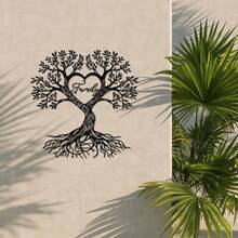1pc, 40cm Family Tree Metal Sculpture - Life Tree Wall Decor With "Family" Text - Living Room Bedroom Entryway Metal Wall Hanging Decoration - Elegant Wall Art - Housewarming Gift - Black - View 4