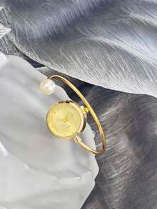 Elegant Pearl Bracelet Watch, Luxury Minimalist Bangle Watch For Women - one-size - View 2