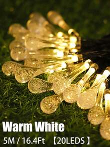 Solar Outdoor Garden Lights String,Water Drop Crystal String Lights,5M 20 Leds/7M 50 Leds 8 Modes Waterproof Fairy Light For Outdoor Patio Yard Party Holiday Christmas Tree,Home,Lawn,Wedding,Balcony,Camping Decor (Multicolor/Warm White/White) - Solar String Lights - Water Droplet Decorations - View 16
