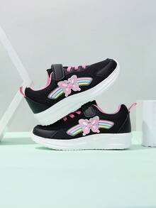 1双2026新款儿童厚底休闲运动鞋，网面透气多功能休闲跑步鞋，轻便校园风 - 玫紅色 - 查看 1