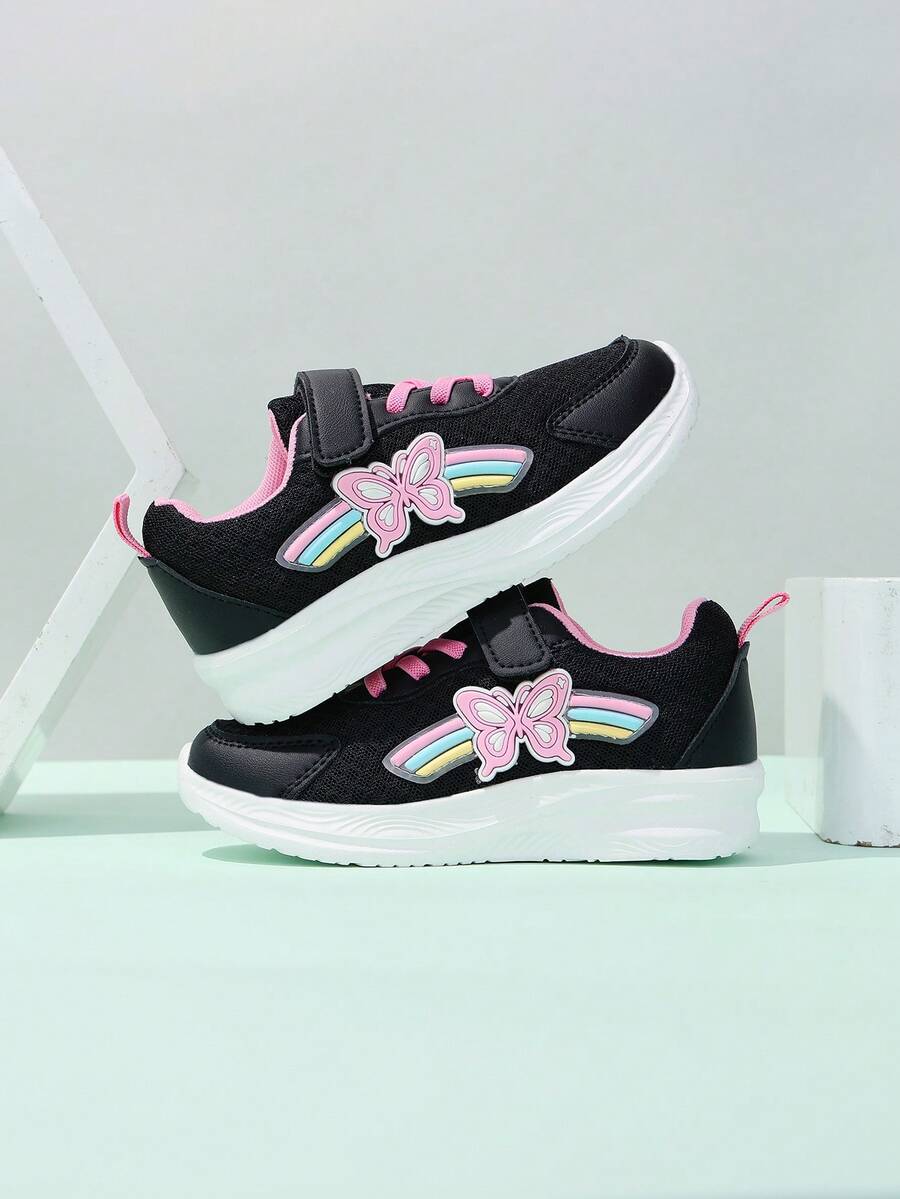 1双2026新款儿童厚底休闲运动鞋，网面透气多功能休闲跑步鞋，轻便校园风 - 玫紅色 - 查看 1