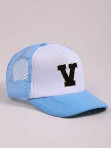 1pc Kids' 26 Letter Mesh Baseball Cap, Unisex Blue Sun Hat, Suitable For Outdoor Activities And Daily Wear, UV Protection - Multicolor - View 21