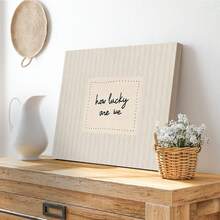 1 tấm tranh canvas kẻ sọc màu xám "Chúng ta thật may mắn", tranh nghệ thuật tối giản treo tường, phù hợp cho căn hộ, phòng khách, phòng ngủ, trang trí nhà hiện đại, trang trí tường, phòng trẻ em. - Nhiều màu - Xem 6