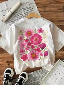T-shirt de sport décontracté à col rond, manches courtes, en fibre de polyester 180 g, imprimé directionnel, idéal pour le printemps et l'été, les activités de plein air, la maison, le sport, les fêtes, les vacances, une tenue printanière, en coton. - Blanc - Voir 6