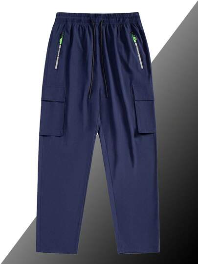 Quần thể thao nam mùa hè bằng lụa băng, quần jogger tập luyện thường ngày cho chạy bộ, tập gym.