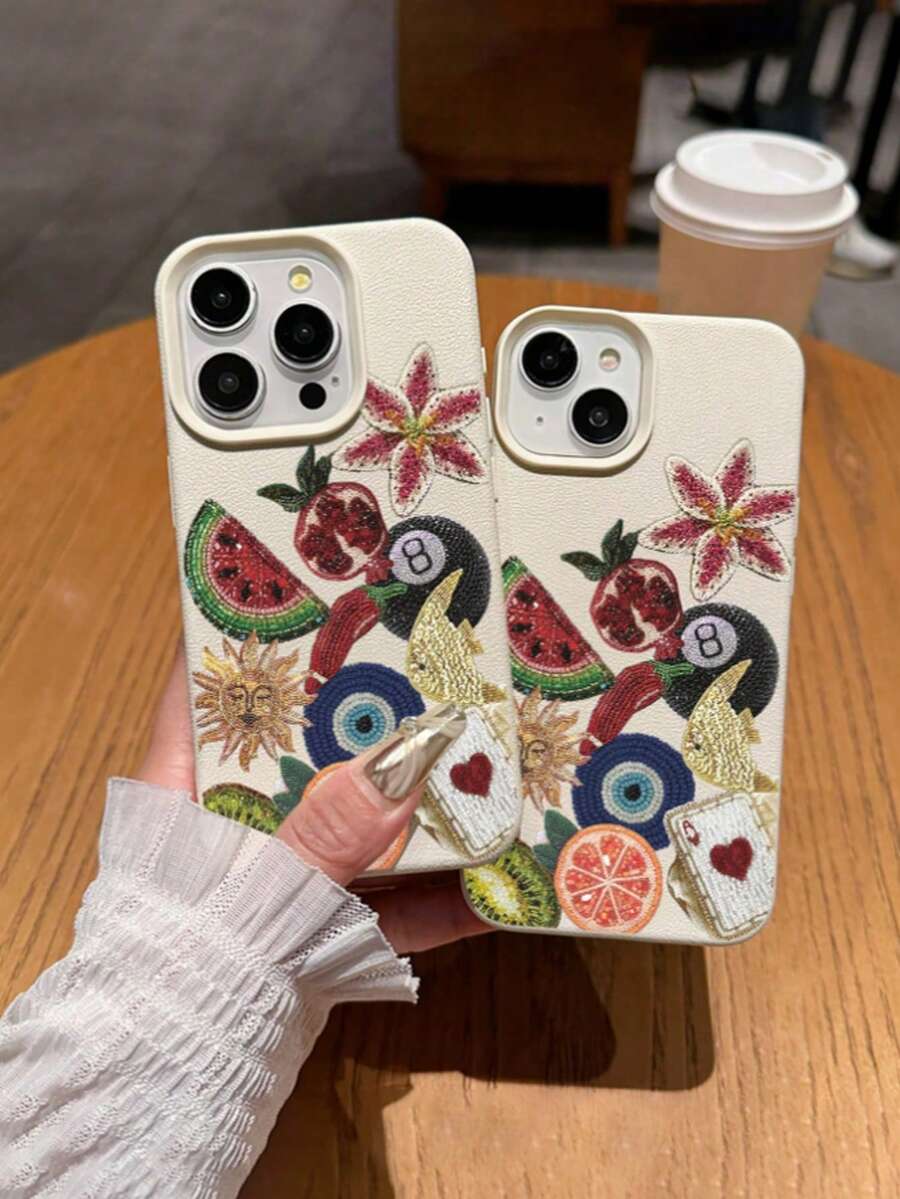 One TPU Softphone Case With Evil Eye Pattern Design, Featuring Watermelon, Fish, And Sun Patterns, Compatible Phone 17/17 Pro Max/Air/17 Pro/16e/16 Pro Max/16/15/12 Pro Max/13/13/13 Pro Max/14/15/17/16 Pro/11 Pro Max/12, Personalized Fashion Protective Cover - Multicolor - View 1