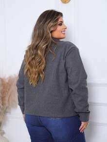 Women's Casual Jacket, Wool-Type Fabric, Pockets, Buttons On The Front, Suitable For Everyday Cold Weather. - 深灰色 - 查看 4