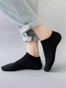 6 Pairs Black Ankle Socks (Polyester) - Black - View 5