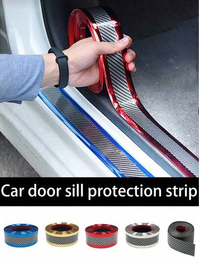 1 miếng bảo vệ bậc cửa xe kiểu sợi carbon, phụ kiện trang trí chống trầy xước cho xe hơi.