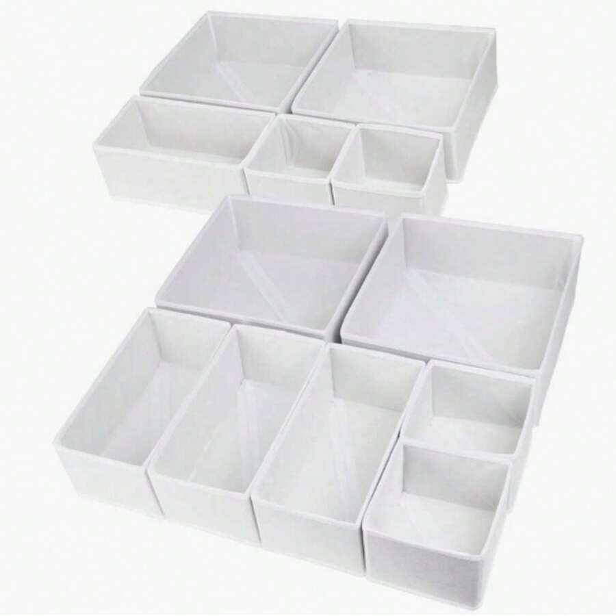 Minimalist Foldable Fabric Storage Box, Wardrobe Drawer Organizer Basket, Bra & Underwear Storage Bin, Suitable For Autumn Decor, Holiday Decor, Room Decor, Home Decor, Bedroom Decor - White - View 1