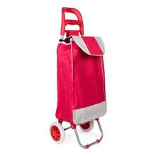 Carrito de compras multifuncional de dos ruedas, carrito plegable de gran capacidad, resistente tela Oxford, portátil, con capacidad de carga de 20 kg (ideal para artículos del hogar y la cocina), bolsa de compras portátil con ruedas, carrito de compras impermeable. - Rojo - Ver 2