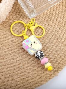 1 pieza Margarita, Cara sonriente, Manzana, Taza Llavero de cuentas de silicona, Accesorio colgante para mochila, Llavero anti-pérdida, Día del maestro, Regalo de regreso a la escuela, Regalos para madre, padre, graduación y maestro - 2579 - Ver 13