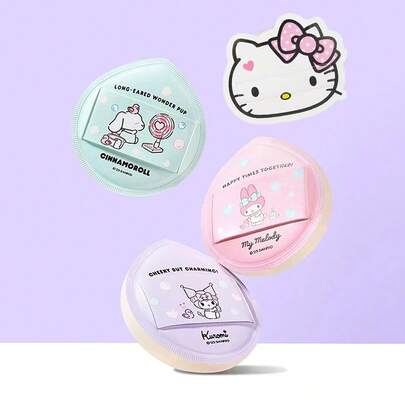 Miniso Sanrio Characters Sweet Style Marshmallow Powder Puff, Classic Character Image With Fresh Background, Wide PU Leather Surface Easy To Clean And Durable, Fine Material For Even Powder Picking, Wide Tail Design Facilitating Quick Makeup Application, Applicable For Daily Makeup Or Professional Color Makeup Scenes, Easily Creating Exquisite Makeup (1 PC)