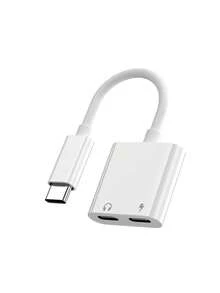 USB-C 适配器，Type-C 转 USB-C + USB-C 转换线 / USB-C + 3.5mm 音频充电器适配器线充电分线器，兼容 17/16/15 Pro Max/15 Pro/15 Plus/15、S26/S25/S24/S23/S22/S21 Ultra Plus，即插即用转换器 - 白色 - 查看 10