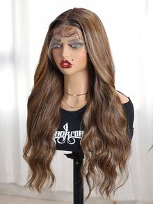 26Inch Body Wave Long Wigs With Baby Hair Japan Synthetic Fiber Heat-Resistant Wig Elastic Mesh Cap Suitable For All People Daily Gatherings,13X5X1 T-Part Lace Front Wig With Baby Hair Suitable For Women's Daily Parties High-Quality Women's - Multicolor - View 3