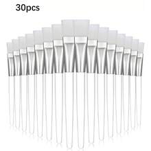 50pcs Disposable Soft Bristle Makeup Mask Brush With Plastic Handle, Suitable For Skincare, Foundation, Body Lotion And Facial Mask Application - Clear - View 20