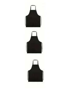 1/3/5/10 pièces Tablier en polyester pour femmes, minimaliste noir avec poche, taille épaisse, uniforme de mode pour les travaux ménagers/la cuisine, fournitures de cuisine - Multicolore - Voir 6